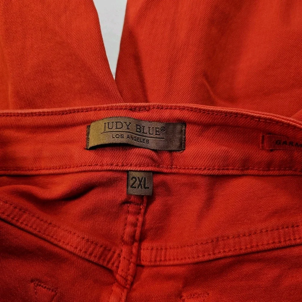 Judy Blue Garment Dyed Bermuda Short Womens 2XL Red Denim Cotton Blend Stretch